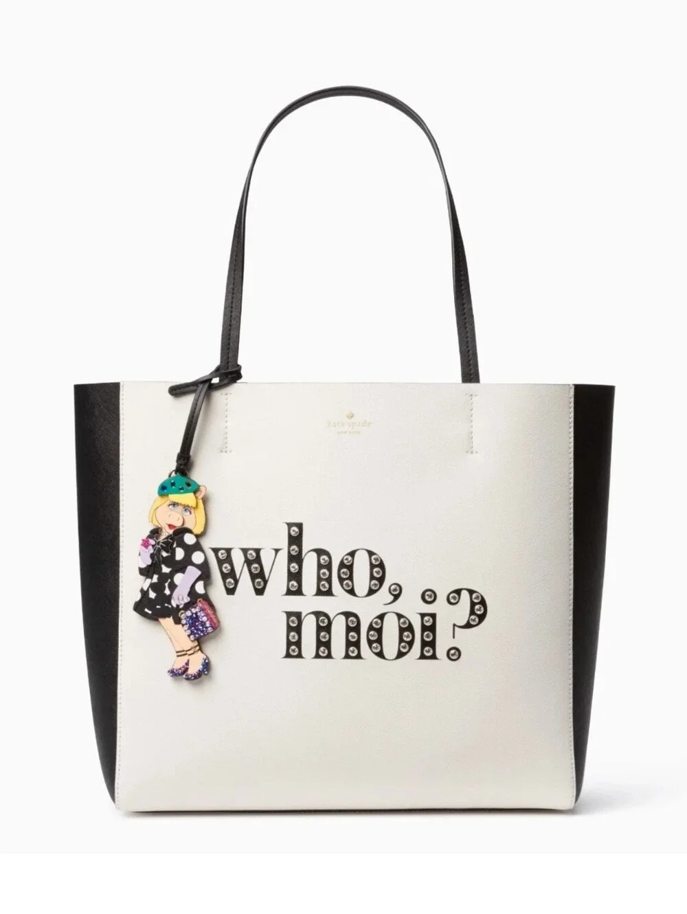 Authentic KATE SPADE Who Moi Hallie MISS PIGGY Leather Tote in Cream